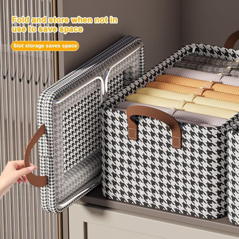 CREDSY Clothes Organizer with Handle Rectangle Closet Storage Bins with Metal Frame Shelf Basket Fabric Storage Box for Storage Clothes Pants Jeans TShirts Underwear 26L Pack of 1 - Image 3