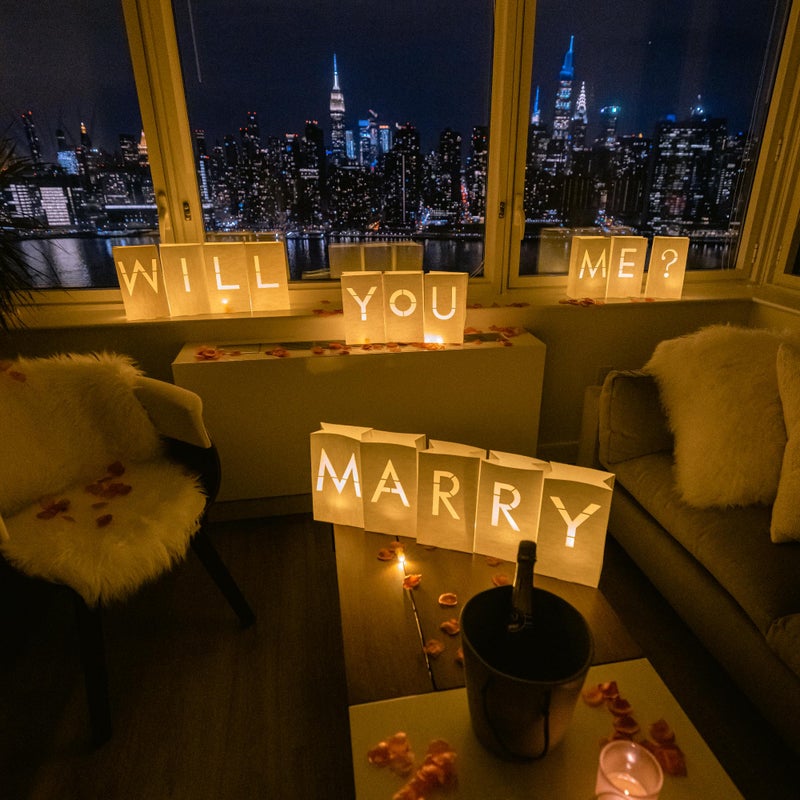 Luminary paper bags wedding proposal decorations will you marry me light up letters sign with led lights included for engagement party proposals