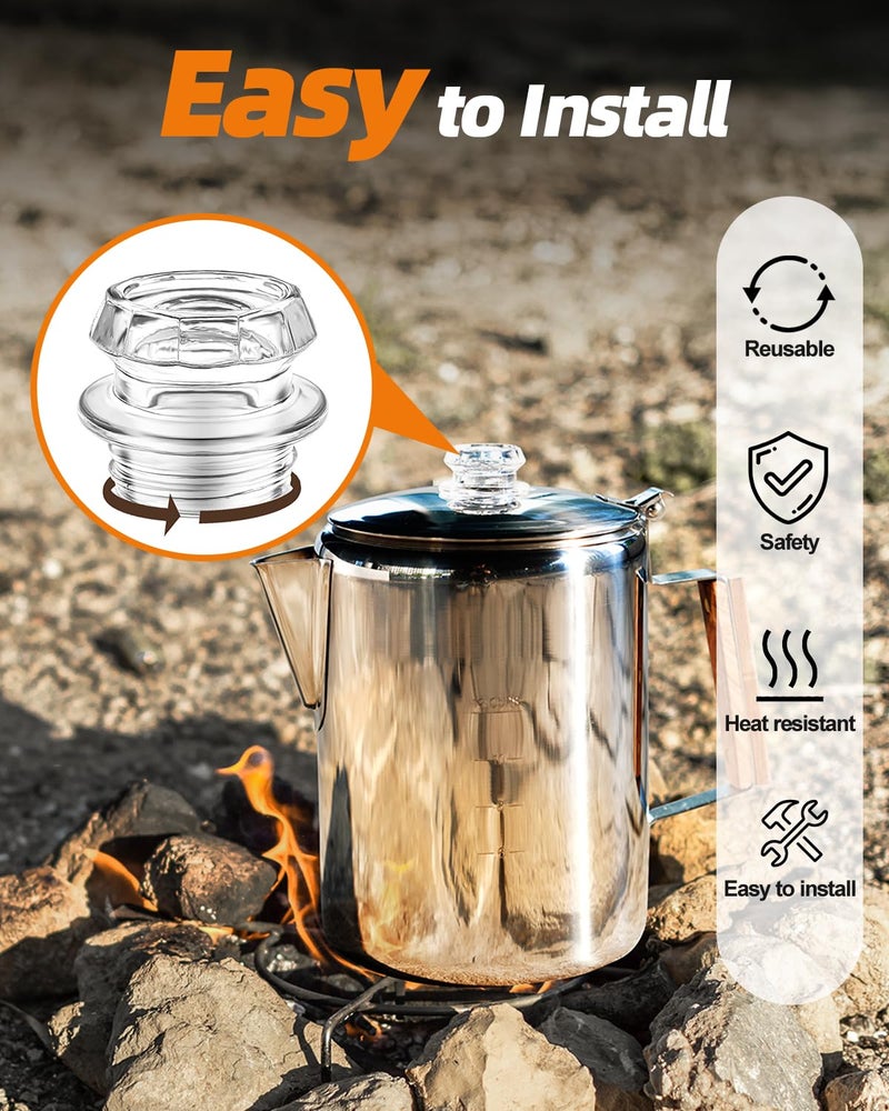 MEREZA Coffee Percolator Glass Top Replacement Glass Knob Top for Coletti, Coleman, Eurolux, Stansport, Texsport, Stovetop Coffee Percolator with Filter - Image 4