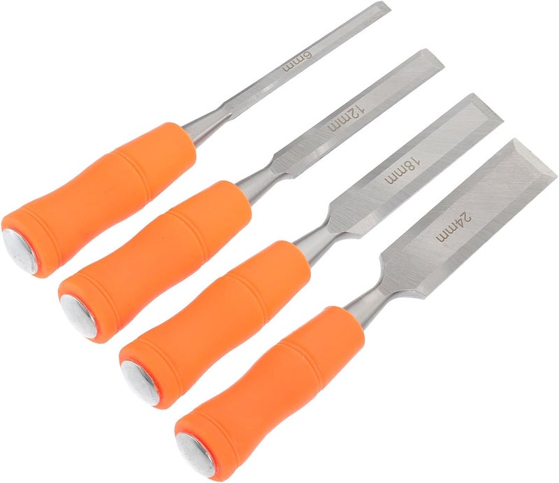 KALLORY 4pcs Handheld Wood Carving Chisels Set 6mm-24mm Woodcraft Engraving Tools for DIY Woodworking and Household Wood Scraping - Image 1