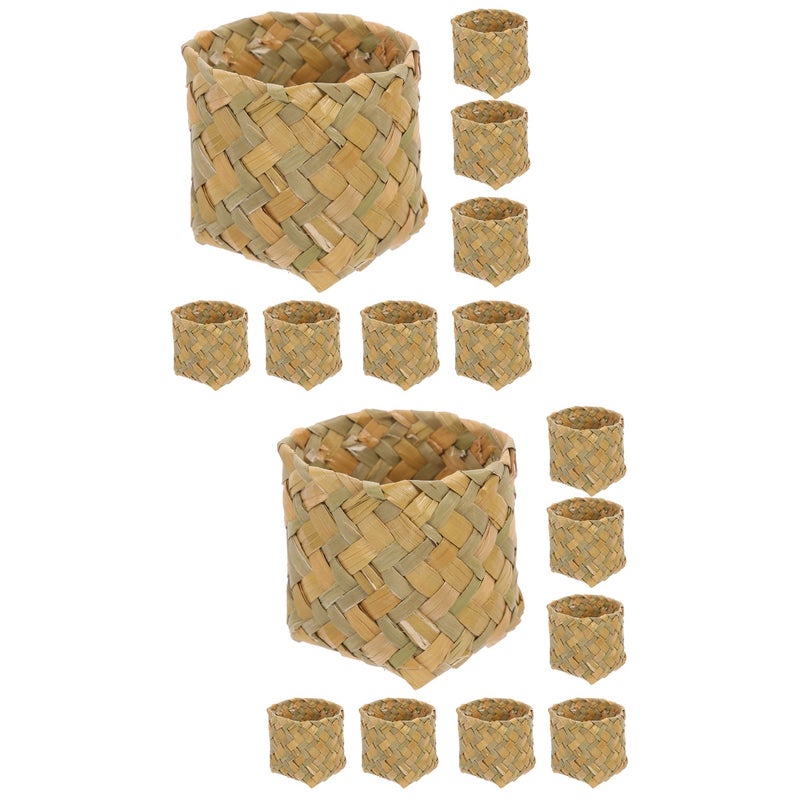 16 pcs Snack Baskets Woven Basket Multi-function Gadget Basket Rustic Storage Baskets - Image 1
