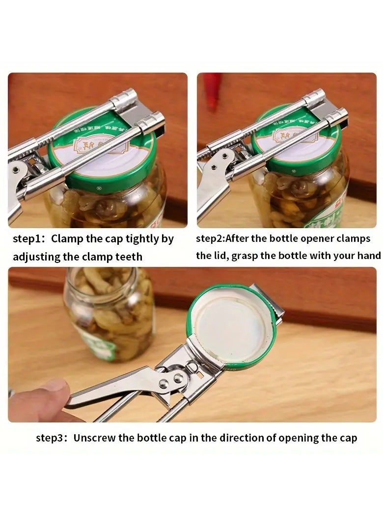 Generic - Adjustable Non-Slip Can and Bottle Opener – Labor-Saving Twist Cap Tool for Easy Opening of Condiment Jars, Household Bottles, and Outdoor Camping - Image 1