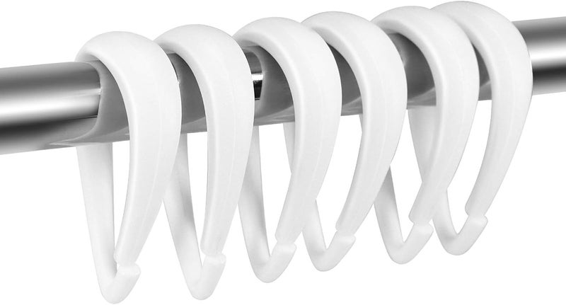 Topspring Shower Curtain Hooks White Plastic Shower Curtain Rings, Drop Shaped Shower Hooks for Curtain Bathroom Shower Rod - Set of 12 - Image 1