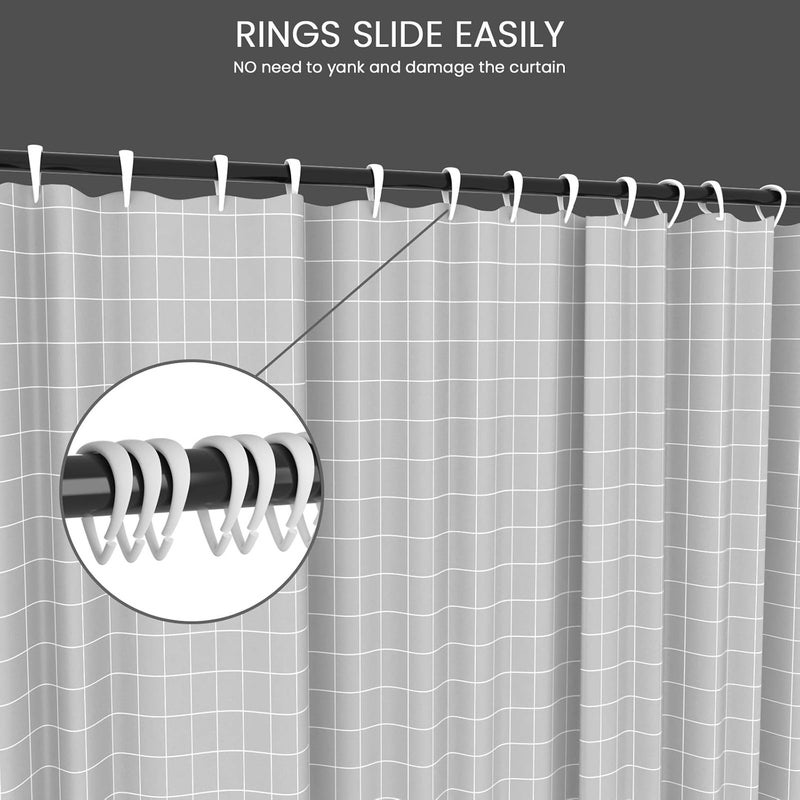 Topspring Shower Curtain Hooks White Plastic Shower Curtain Rings, Drop Shaped Shower Hooks for Curtain Bathroom Shower Rod - Set of 12 - Image 5