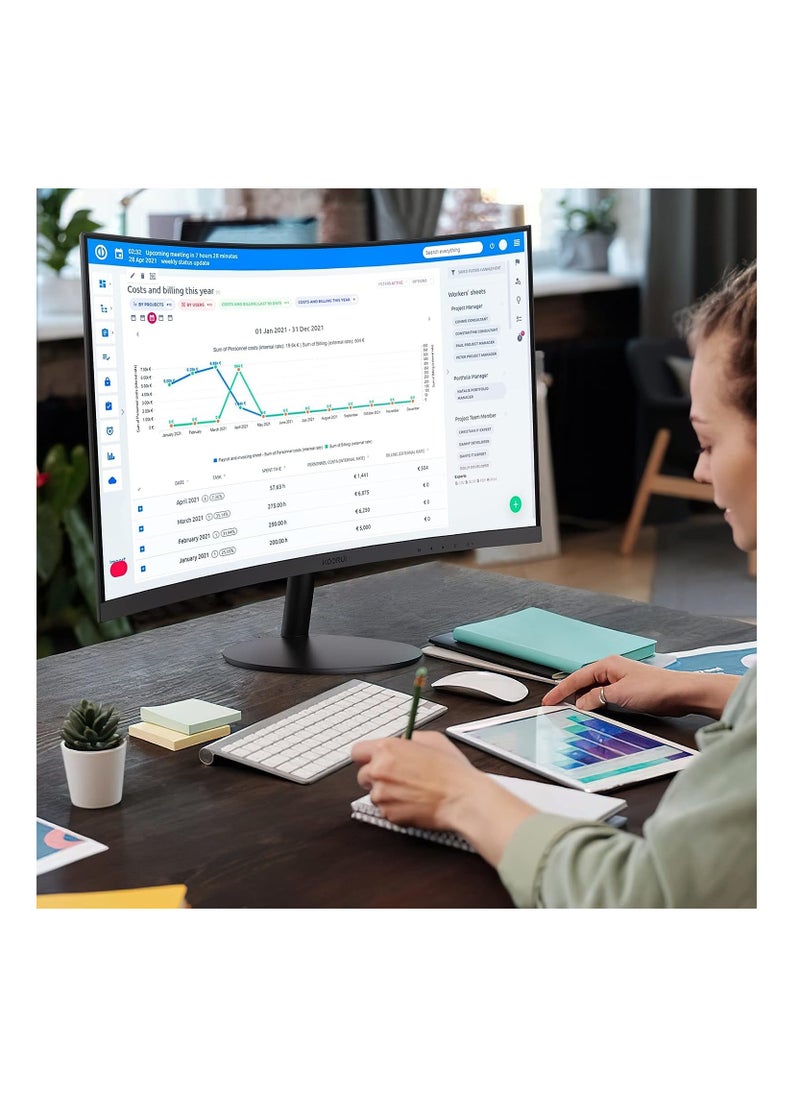 KOORUI - 27-Inch Curved Business Monitor - Full HD 1080P Resolution, 75 Hz Refresh Rate with HDMI and VGA ports - Image 1