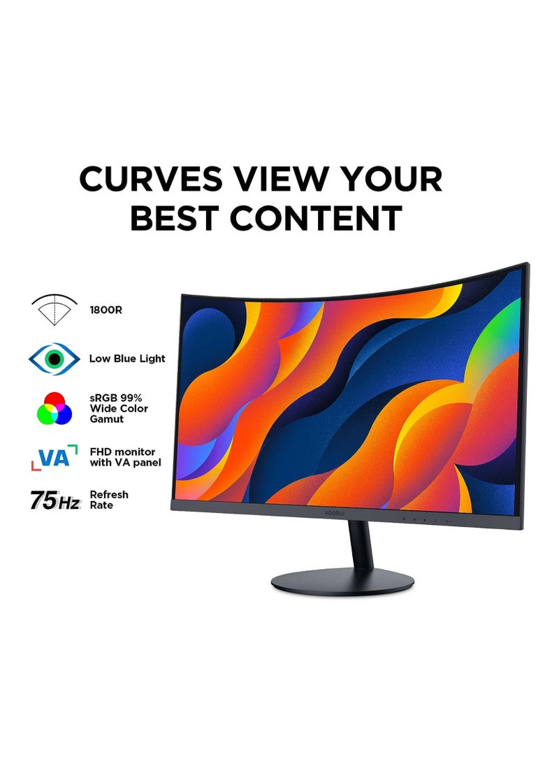 KOORUI - 27-Inch Curved Business Monitor - Full HD 1080P Resolution, 75 Hz Refresh Rate with HDMI and VGA ports - Image 1