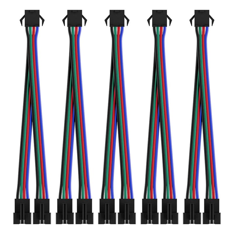 BTF-LIGHTING 5 قطع موصلات JST SM 4 دبابيس على شكل V من 1 إلى 2 لدبابيس SMD WS2801 WS2805 WS2813 WS2815 SK9822 TM1934 APA102 شريط LED قابل للعناوين أنثوي ذكر 15 سم سلك 22AWG - Image 1