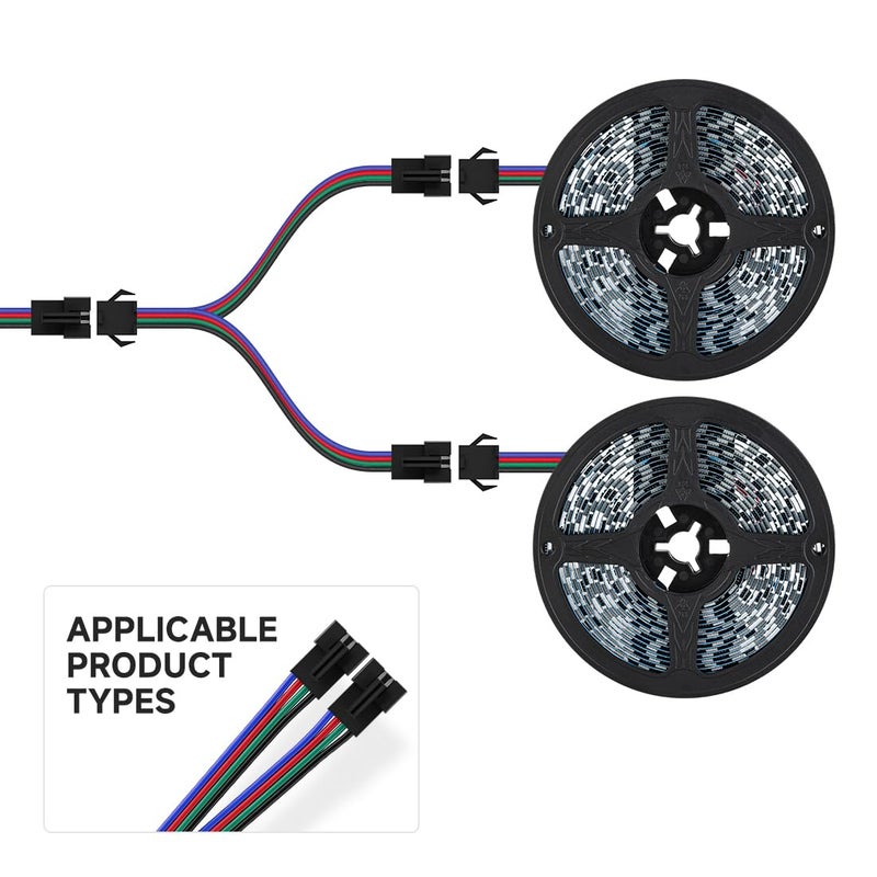 BTF-LIGHTING 5 قطع موصلات JST SM 4 دبابيس على شكل V من 1 إلى 2 لدبابيس SMD WS2801 WS2805 WS2813 WS2815 SK9822 TM1934 APA102 شريط LED قابل للعناوين أنثوي ذكر 15 سم سلك 22AWG - Image 5
