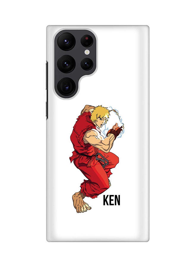 Stylizedd Case for Samsung Galaxy S22 Ultra 5G Snap Case Slim Snap Classic Series Shield Matte Finish Print - Street Fighter - Ken (White)