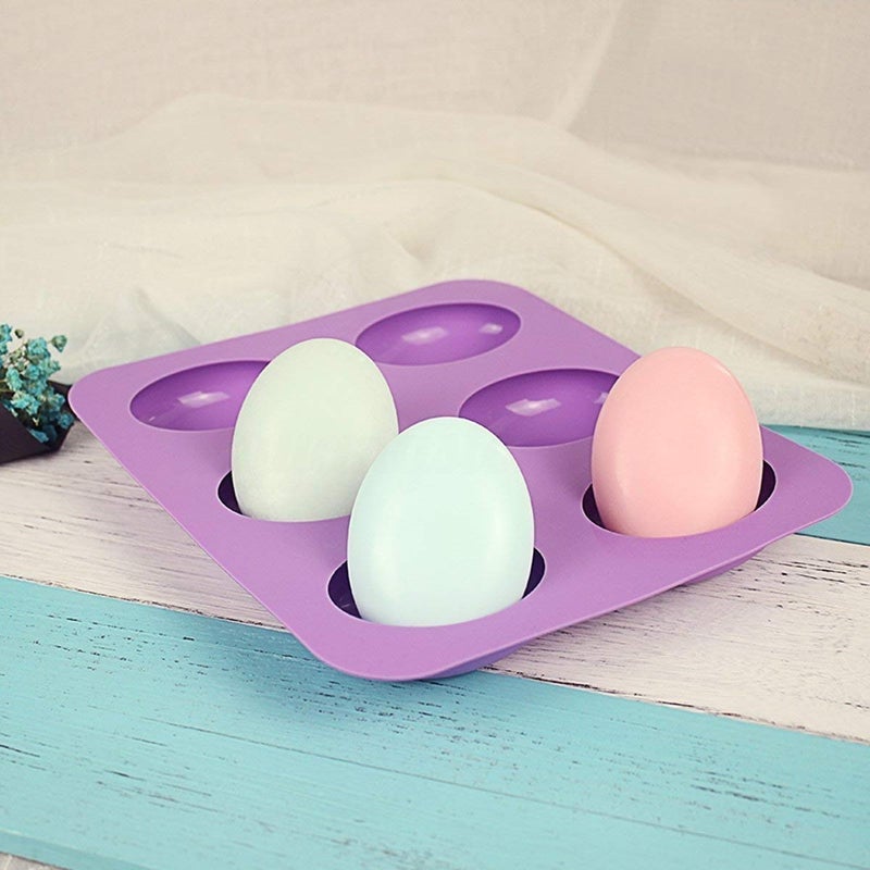 VEDVIT Silicon 6 Cavity Non Stick Oval Shape Perfect Mould Tray for Ice Candy Chocolate MuffinCupcake Moulds Soap Mold Pack of 1 Multicolor - Image 1