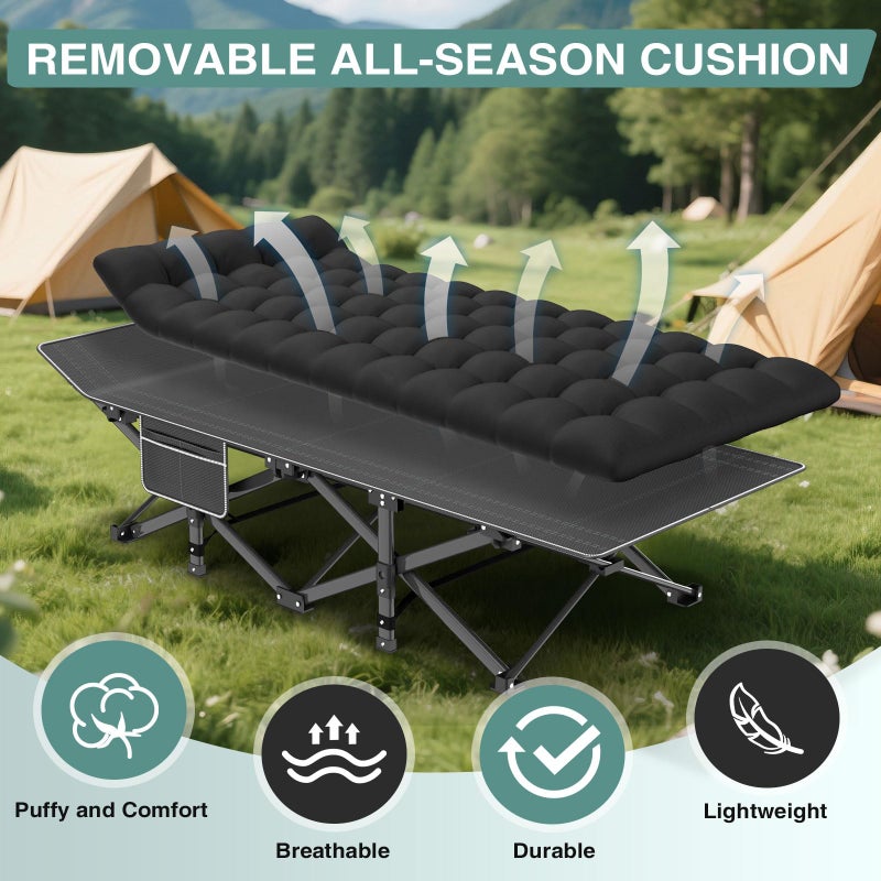 ZENPETIO Camping Cot for Adults, Heavy-Duty Portable Cot Bed with Mattress, Foldable Padded Sleeping Cots for Camping Travel Tent Day Bed Outdoor & Home Guest, Max Load 500 LBS, 75x28x15â€ - Image 3