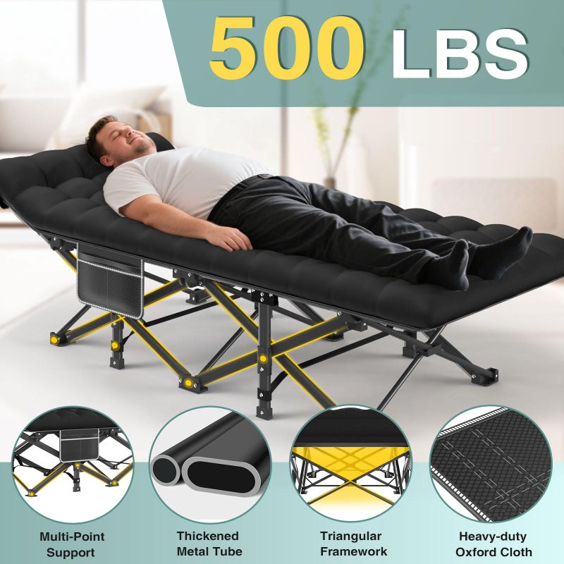 ZENPETIO Camping Cot for Adults, Heavy-Duty Portable Cot Bed with Mattress, Foldable Padded Sleeping Cots for Camping Travel Tent Day Bed Outdoor & Home Guest, Max Load 500 LBS, 75x28x15â€ - Image 5