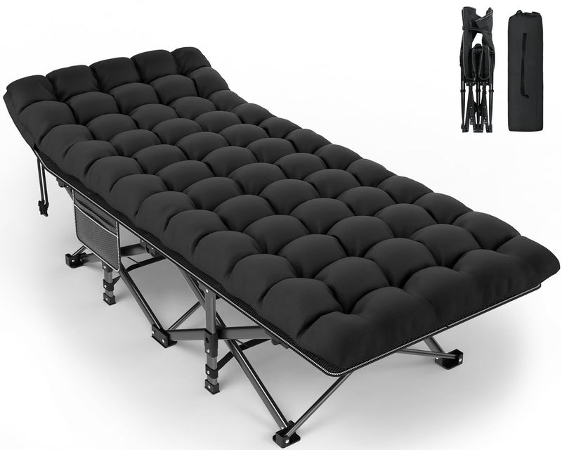 ZENPETIO Camping Cot for Adults, Heavy-Duty Portable Cot Bed with Mattress, Foldable Padded Sleeping Cots for Camping Travel Tent Day Bed Outdoor & Home Guest, Max Load 500 LBS, 75x28x15â€ - Image 1