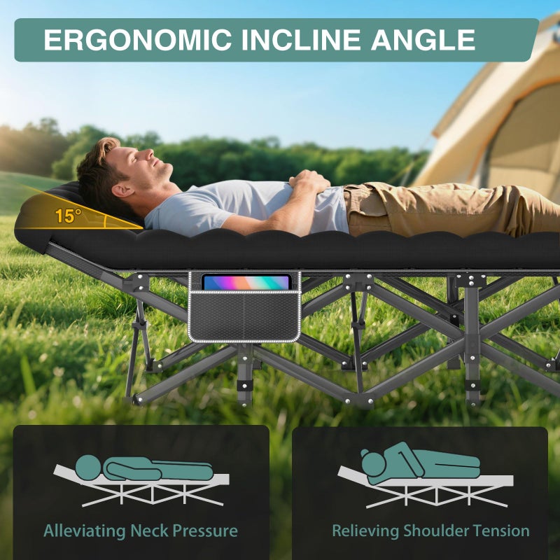 ZENPETIO Camping Cot for Adults, Heavy-Duty Portable Cot Bed with Mattress, Foldable Padded Sleeping Cots for Camping Travel Tent Day Bed Outdoor & Home Guest, Max Load 500 LBS, 75x28x15â€ - Image 4