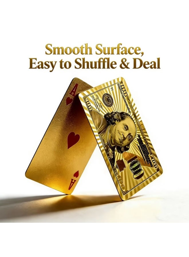 Golden Foil Plastic Poker Playing Cards, Waterproof & Tear-Resistant with Frosted Finish - Image 3