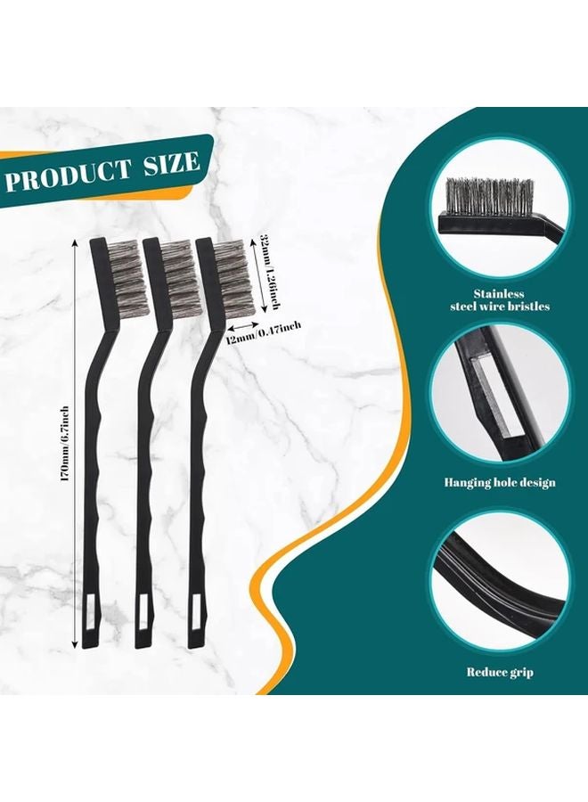 20pcs Mini Wire Brush Set Curved Handle Stainless Steel For Rust Slag Metal Cleaning - Image 3