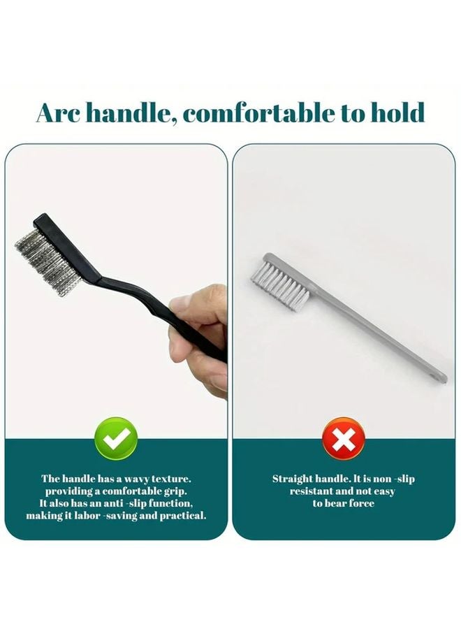 20pcs Mini Wire Brush Set Curved Handle Stainless Steel For Rust Slag Metal Cleaning - Image 4