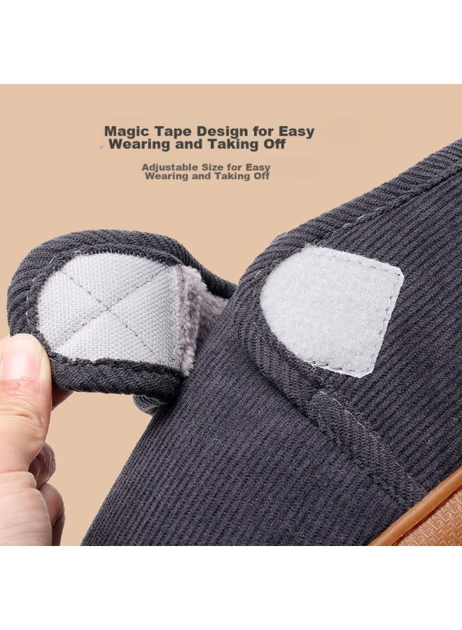 GUOLUOFEI Guoluofei Men's Cotton Slippers For Middle-aged And Elderly With Thickened Soles, Autumn And Winter Warm Home Anti-slip Old-fashioned Cotton Shoes, Black, Size 40-41  - Image 1