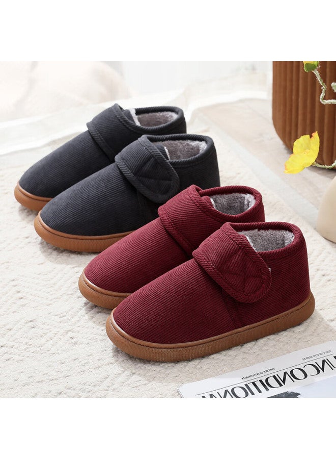 GUOLUOFEI Guoluofei Men's Cotton Slippers For Middle-aged And Elderly With Thickened Soles, Autumn And Winter Warm Home Anti-slip Old-fashioned Cotton Shoes, Black, Size 40-41  - Image 4