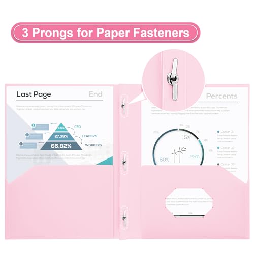 SUIN Plastic Project-Folders with 2 Pockets & 3 Prong, Bulk Pack Project File-Folder for US Letter Size Papers, Ideal for School & Office, Assorted Pastel Colors (Assorted Colors - 12 Packs) - Image 4