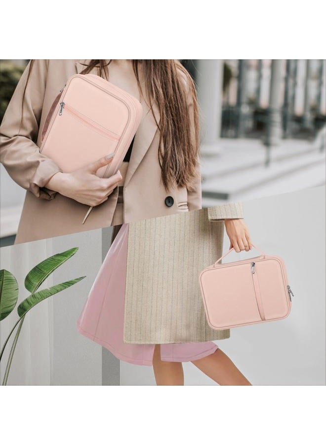 FINPAC Bible Cover Small Size Church Study Book Carrying Bag, Bible Protective Case with Handle and Zippered Pocket for Men Women Mother Lady, Pink - Image 3