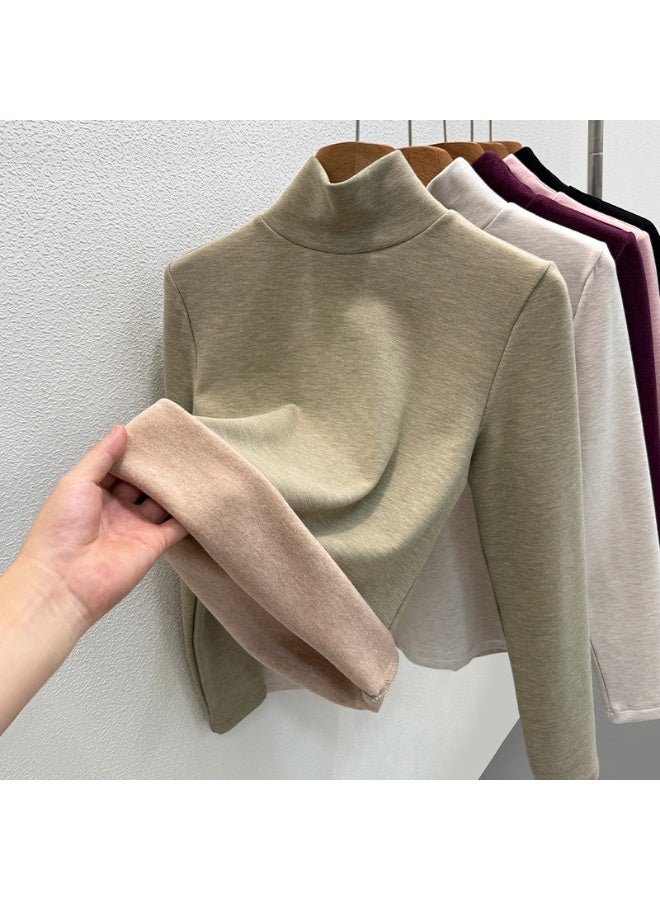 NIBEMINENT Women Autumn Winter Thickening Warm Long-sleeved T-shirt High Collar Thermal Underwear Fashion Slim Thermal Top - Image 1