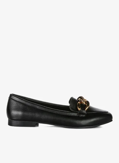 London Rag Black Metal Chain Faux Leather Loafers
