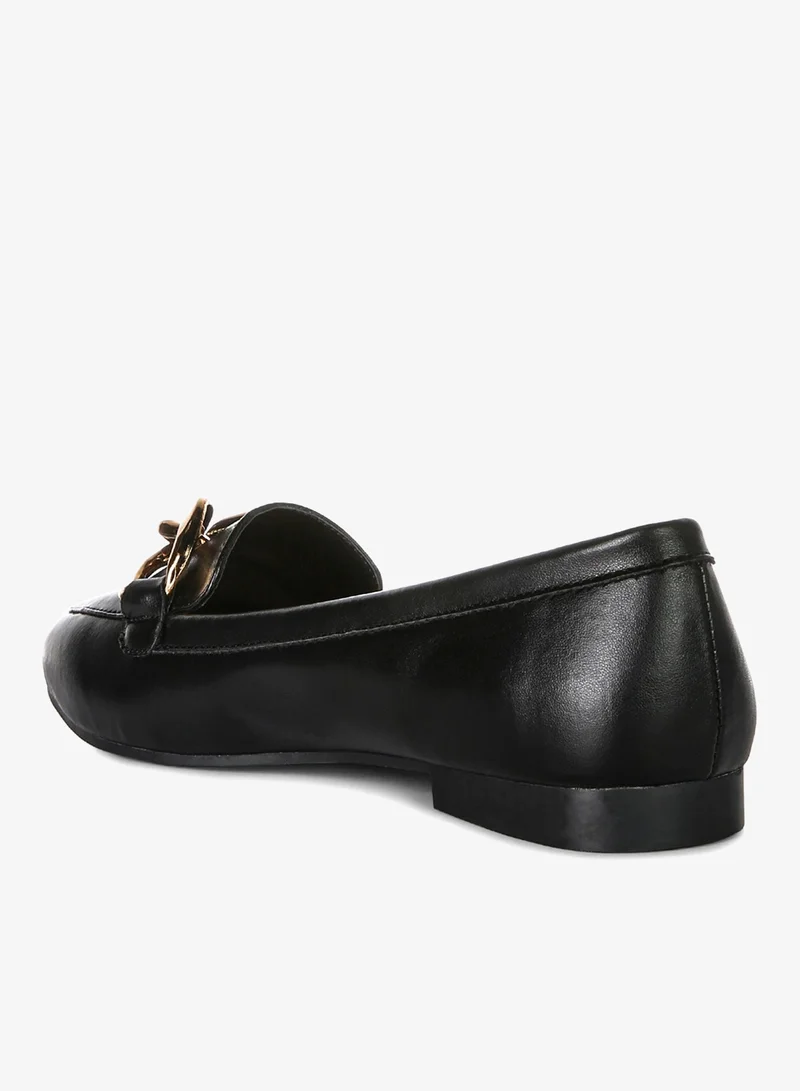 London Rag Black Black Metal Chain Faux Leather Loafers for Women | Best Price UAE