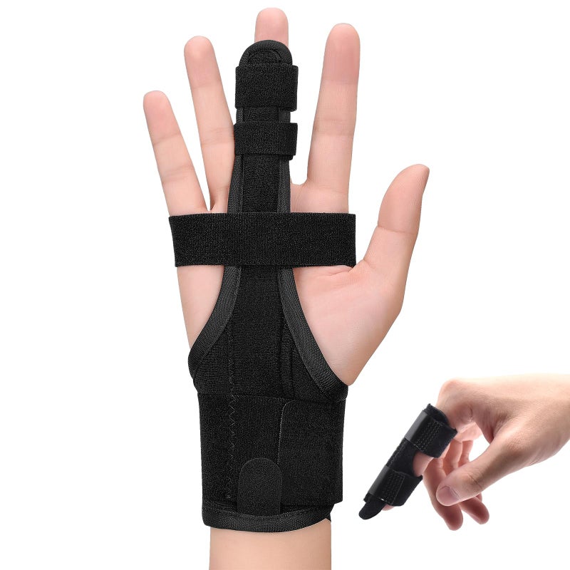 PKSTONE Full Trigger Finger Splint Hand and Wrist Brace Support for Sprains Pain Relief Arthritis Tendonitis Fractured Finger Adjustable Locking Straightener - Image 3