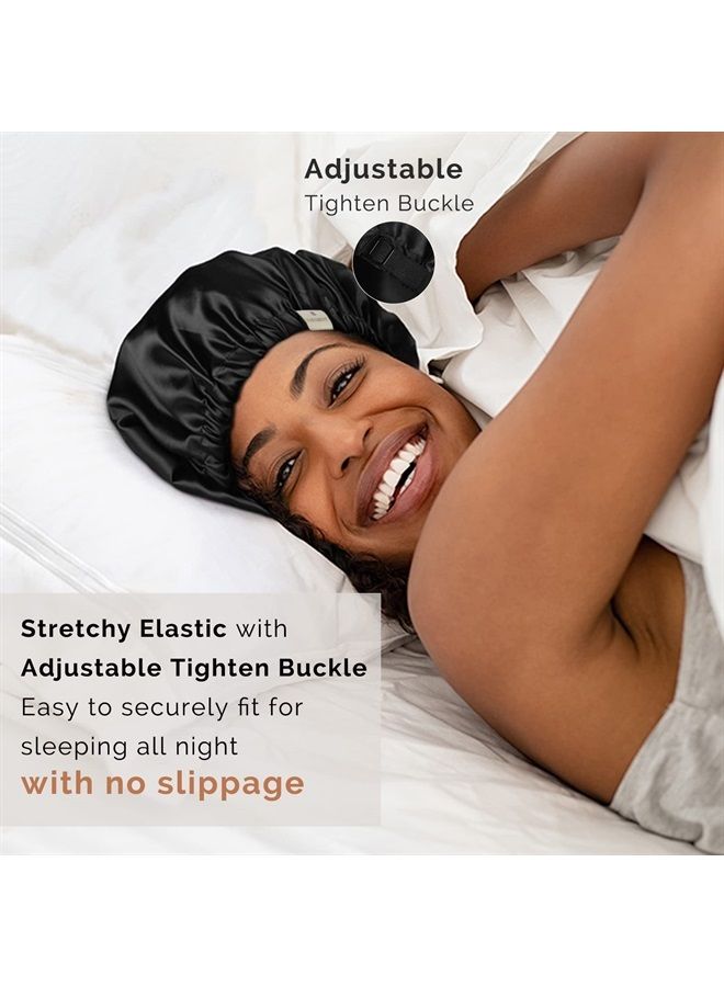 YANIBEST Silk Bonnet for Sleeping Satin Bonnet Hair Bonnets for Black Women and Men Double Layer Ajustable Bonnet for Curly Braids Hair - Image 2