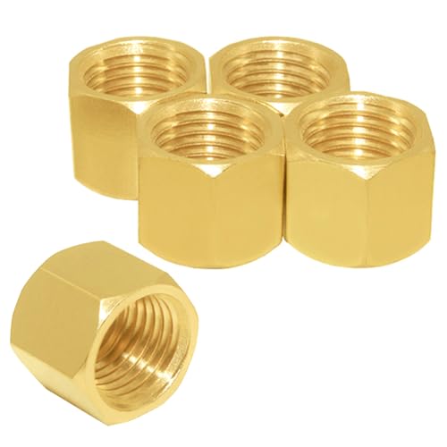 Joywayus 1/8" NPT Female (3/8" ID) Pipe Caps Outer Hex Thread Socket Plug Brass Fitting (Pack of 5) - Image 1
