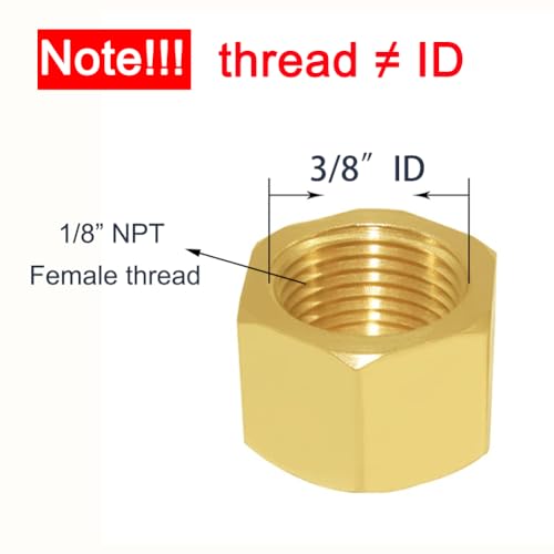 Joywayus 1/8" NPT Female (3/8" ID) Pipe Caps Outer Hex Thread Socket Plug Brass Fitting (Pack of 5) - Image 2