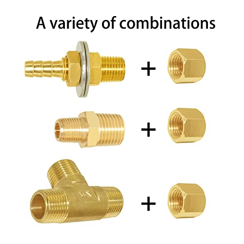 Joywayus 1/8" NPT Female (3/8" ID) Pipe Caps Outer Hex Thread Socket Plug Brass Fitting (Pack of 5) - Image 4