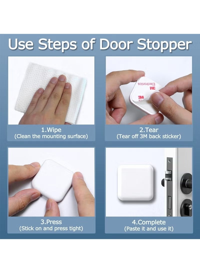 12 Pack Door Stoppers Wall Protector, Silicone Door Bumper, Self-Adhesive Wall Shield, Door Handle Bumper Silencer for Home ＆ Office Walls (White) - Image 3