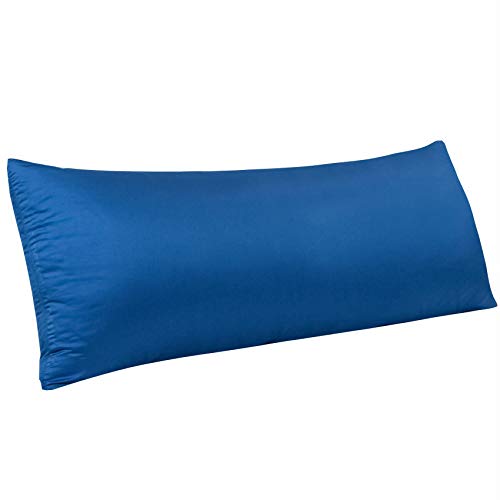 NTBAY Zippered Satin Body Pillow Pillowcase Silky Slip Cooling Body Pillow Cover Long Side Hidden Zipper 20x54 Inches Royal Blue