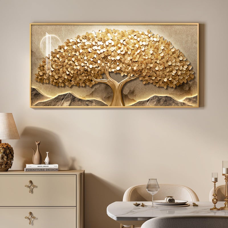 Cuspin Large Framed Gold Tree of Life Wall Art for Living Room, Modern Contemporary Golden Tree Painting Prints Artwork for Walls, Luxury Elegant Picture for Bedroom Kitchen Hallway Office Wall Decor, 30x60 - Image 4