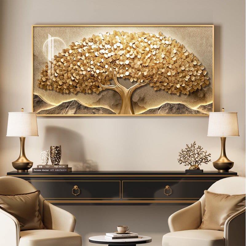Cuspin Large Framed Gold Tree of Life Wall Art for Living Room, Modern Contemporary Golden Tree Painting Prints Artwork for Walls, Luxury Elegant Picture for Bedroom Kitchen Hallway Office Wall Decor, 30x60 - Image 3