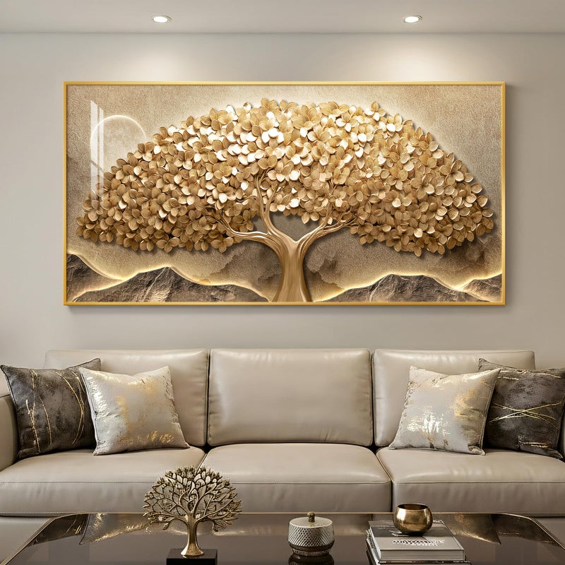 Cuspin Large Framed Gold Tree of Life Wall Art for Living Room, Modern Contemporary Golden Tree Painting Prints Artwork for Walls, Luxury Elegant Picture for Bedroom Kitchen Hallway Office Wall Decor, 30x60 - Image 1