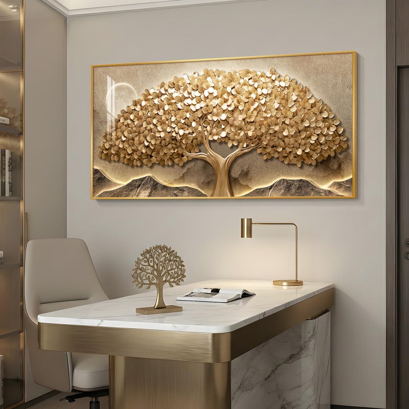 Cuspin Large Framed Gold Tree of Life Wall Art for Living Room, Modern Contemporary Golden Tree Painting Prints Artwork for Walls, Luxury Elegant Picture for Bedroom Kitchen Hallway Office Wall Decor, 30x60 - Image 2
