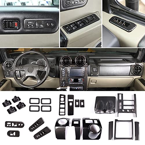 PIUGILH 24 PCS Full Set Interior Decoration Trim Kit for Hummer H2 20032007Car Central Control Dashboard Navigation Panel Sticker Interior Trim Cover Nice and Fashionable Carbon Fiber Pattern