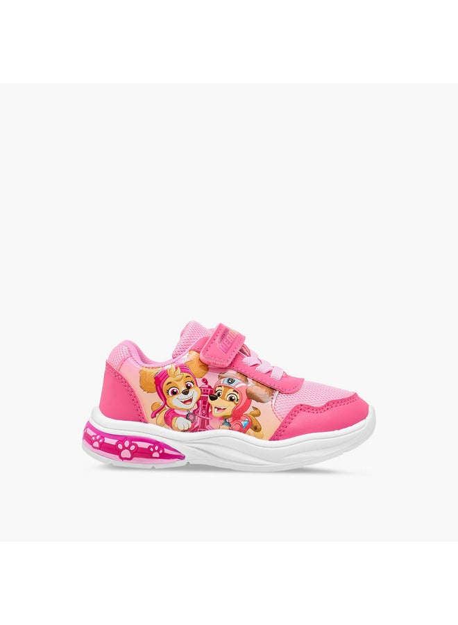 PAW PATROL Girls Printed Light-Up Sneakers with Hook and Loop Closure - Image 3
