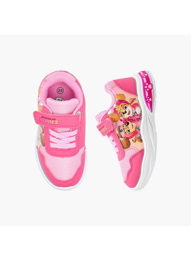 PAW PATROL Girls Printed Light-Up Sneakers with Hook and Loop Closure - Image 1