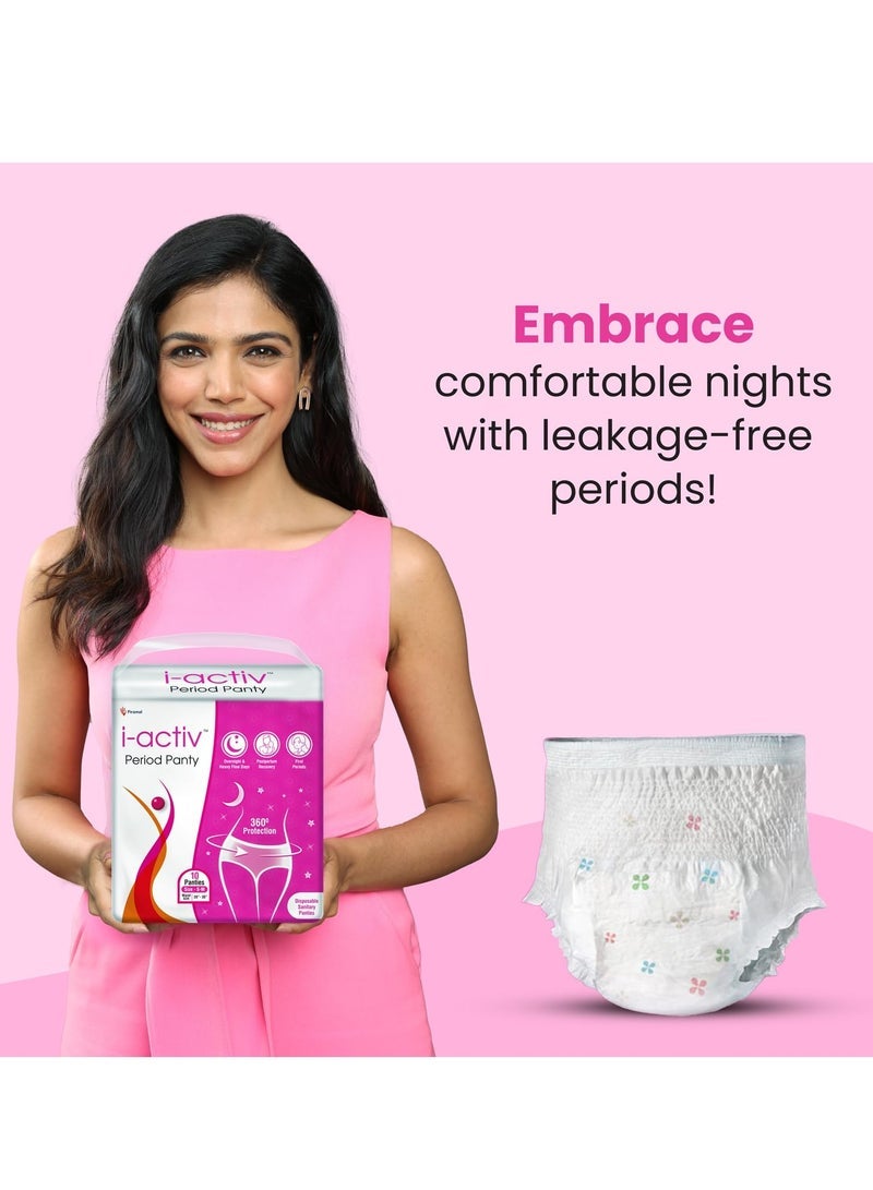i-activ i activ سروال شهري للفتيات والنساء | إس إم | حزمة 10 | سراويل الدورة الشهرية المتاح للنساء فترات التدفق الثقيل | للفترات الأولى من المراهقين الصغار | حماية بزاوية 360 درجة | مقاس الخصر - 20 بوصة إلى 30 بوصة - Image 2