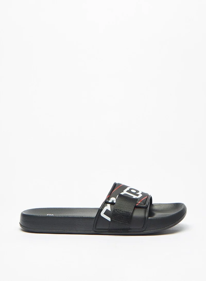كابا Mens Logo Print Slip On Slide Slippers