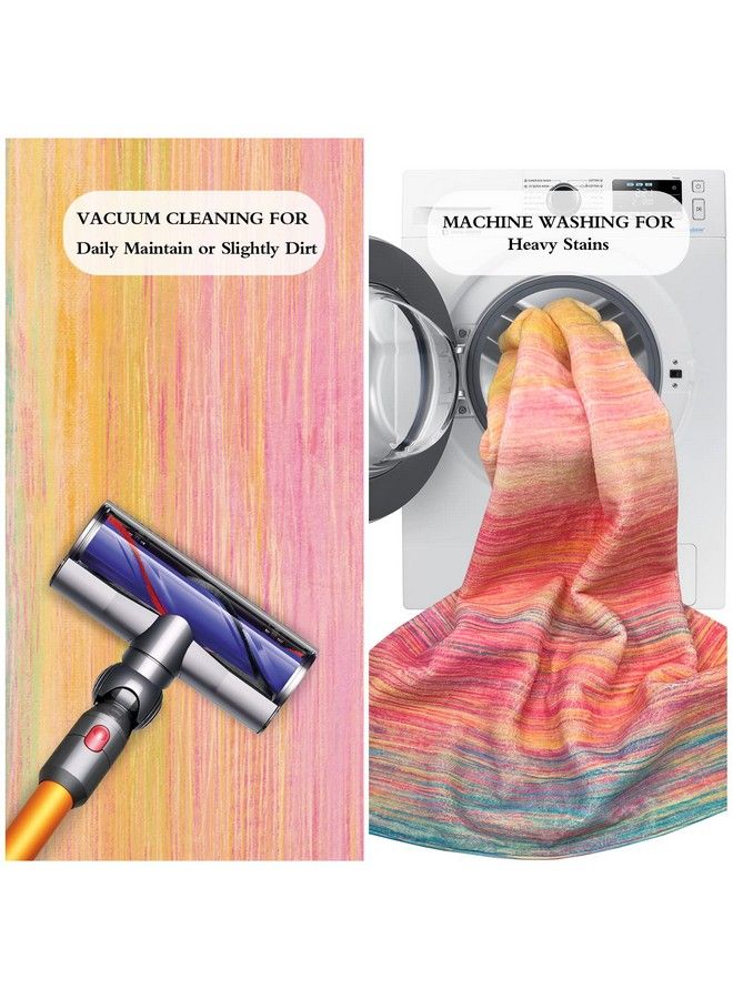 USTIDE Rainbow Rug 5X7 55"X78" Colorful Stripe Kids Rug Soft Girls Bedroom Rug Fluffy Girls Room Decor  - Image 5