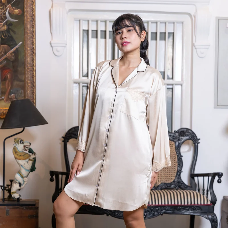 أدريا Aadaraya Nighty Short Notch Collar