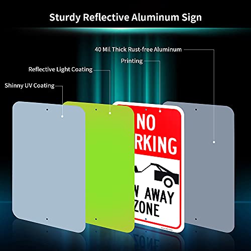 Enjoyist Large No Parking - Tow Away Zone Sign, 18"x 12" .040 Aluminum Reflective Sign Rust Free Aluminum-UV Protected and Weatherproof - Image 2