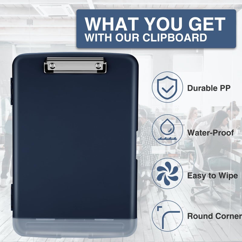 Sooez Clipboard with Storage, Clip Board 8.5 x 11 with Pen Holder, Plastic Organization Case Box for Letter Legal A4 Size Paper, Low Profile Clip, Nurses Teachers Must Haves, School & Office Supplies - Image 4