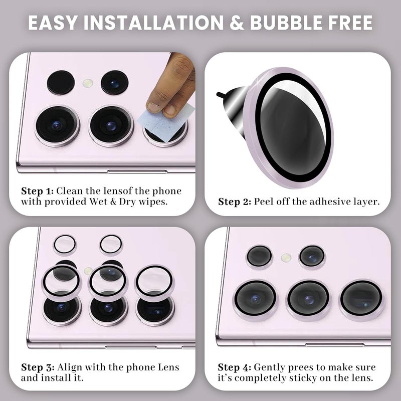 FIRST MART Camera Lens Protector for Samsung Galaxy S23 Ultra (6.8 Inches) Tough HD Individual Aluminum Alloy Lens Rings Cover, Scratch Resistant, Thin Lens Protection| Pink, 1 Pack - Image 4
