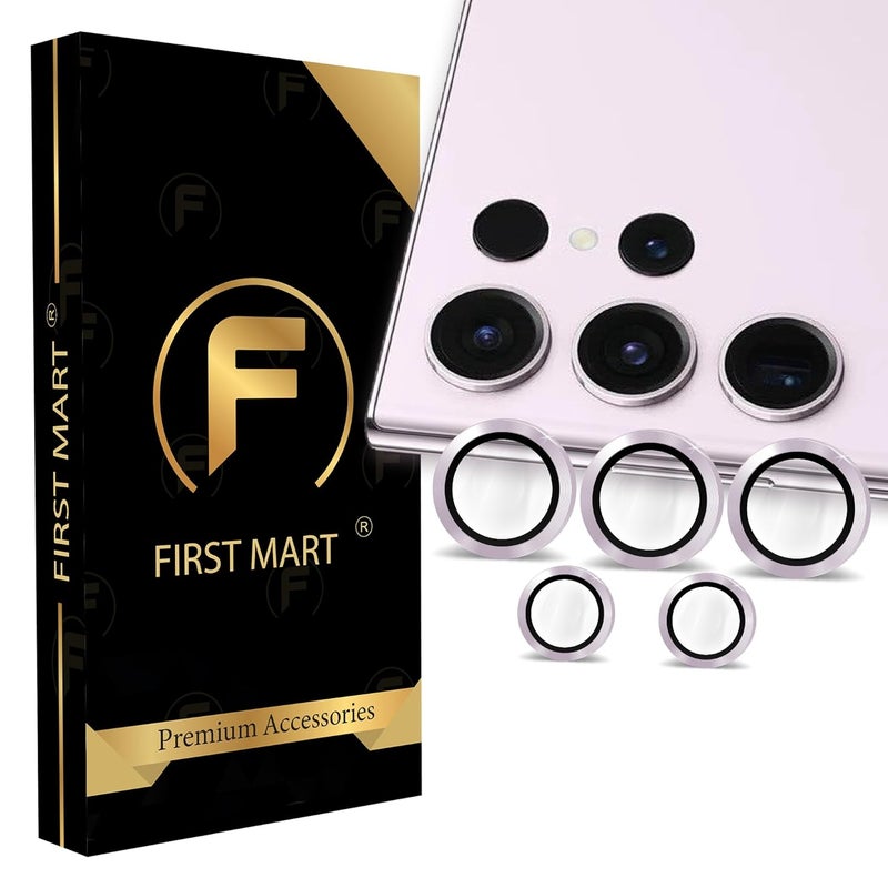 FIRST MART Camera Lens Protector for Samsung Galaxy S23 Ultra (6.8 Inches) Tough HD Individual Aluminum Alloy Lens Rings Cover, Scratch Resistant, Thin Lens Protection| Pink, 1 Pack - Image 1
